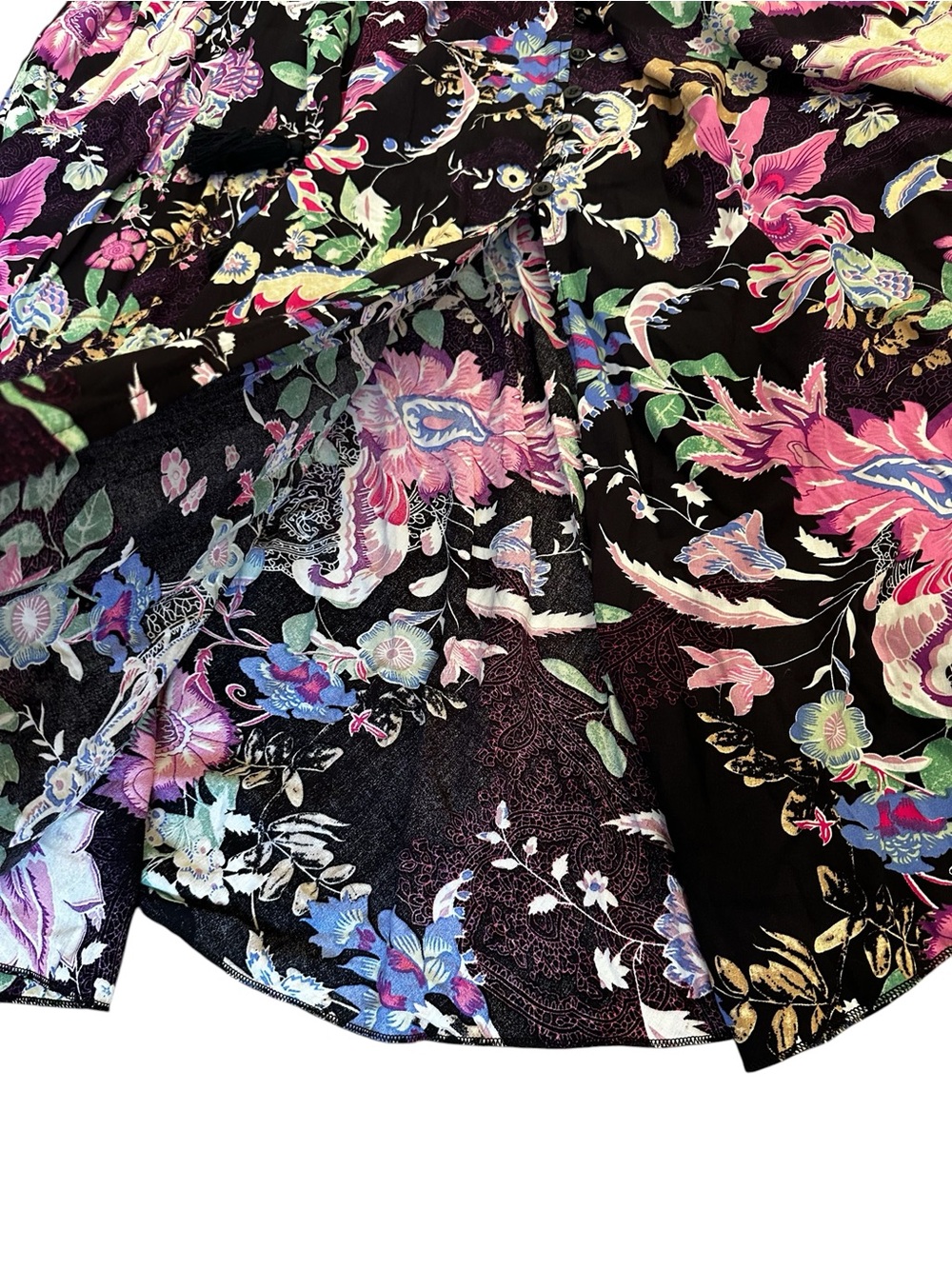Black Multicolor Floral Maxi Dress Boho Flowy Summer Party Feminine - Picture 5 of 6